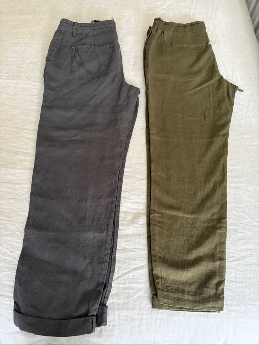 Women’s Casual Drawstring Pants in Olive and Charcoal